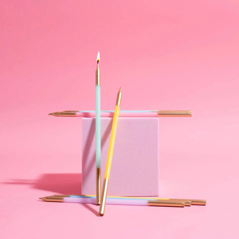 12pc Pastel Mix Double Dipped Cake Candles by Cake & Candle 15cm