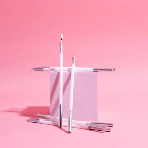 12pk White & Silver Double Dipped Cake Candles by Cake & Candle 15cm